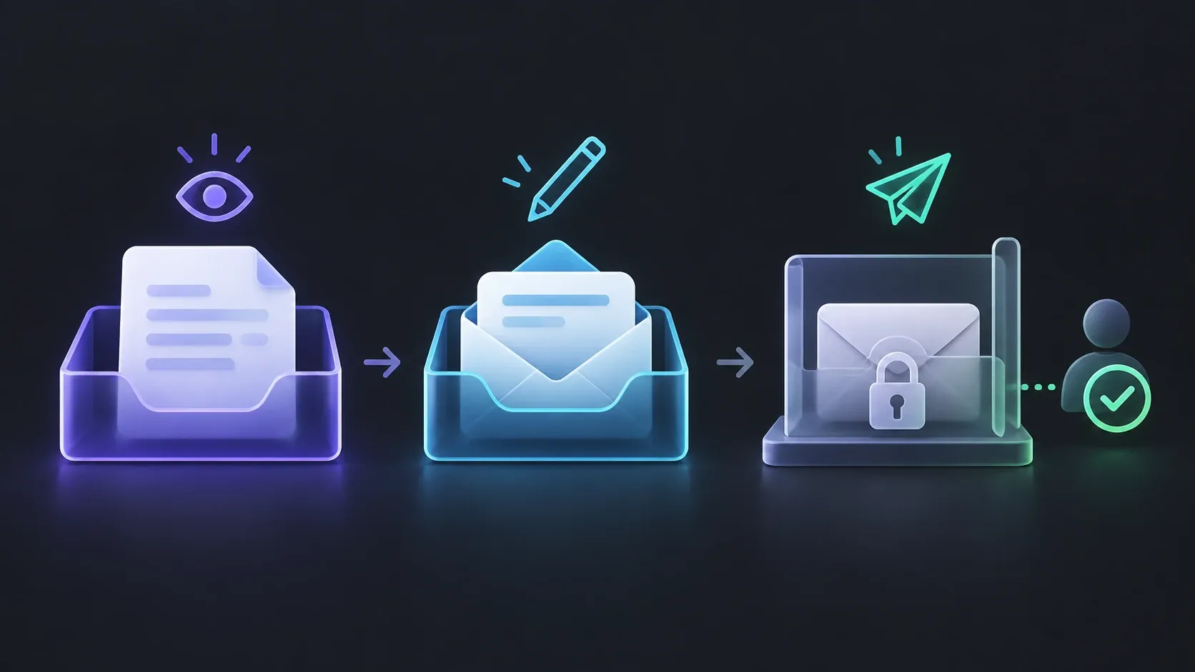 Reading, drafting and sending are separate compartments, with approval before sending.
